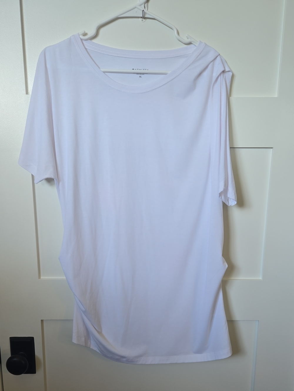 Athleta Essence White Short-Sleeve Crew Tee Gathered XL